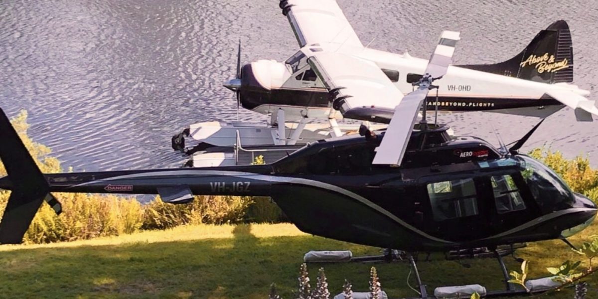 seaplane & helicopter on foreshore|The Woodbridge Tasmania|seaplane helicopter experiences Hobart
