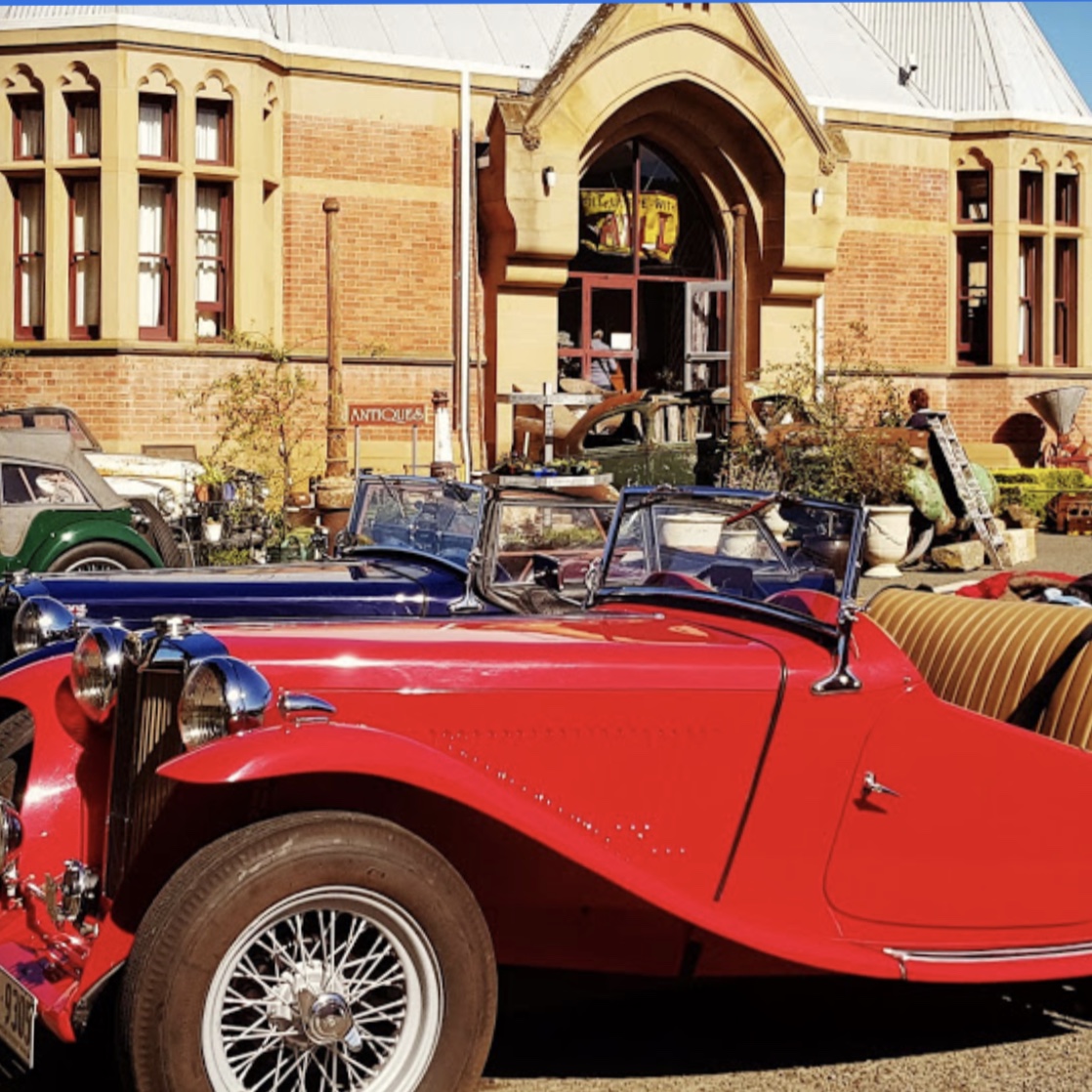 red sports car|The Woodbridge Tasmania|Antique shopping Hobart Tasmania